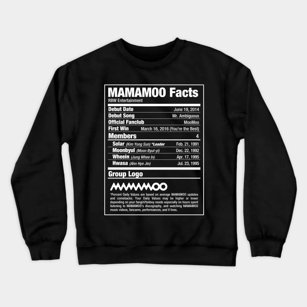 MAMAMOO Nutritional Facts 2 Crewneck Sweatshirt by skeletonvenus